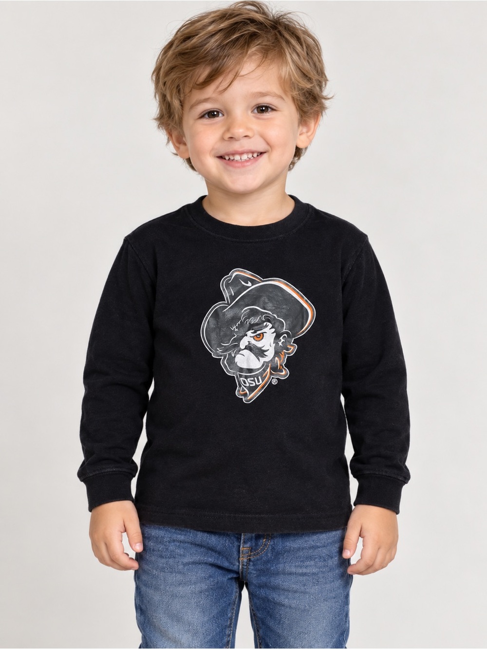 Creative Knitwear OSU Long Sleeve Tee Kids 4T Black Pistol Pete Graphic